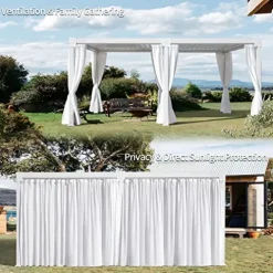 MeetLeisure 12′ x 16′ Outdoor Louvered Pergola with Adjustable Roof White Frame