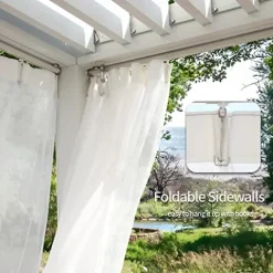 MeetLeisure 12′ x 16′ Outdoor Louvered Pergola with Adjustable Roof White Frame