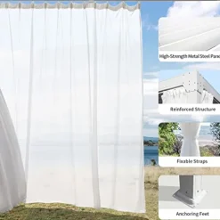 MeetLeisure 12′ x 16′ Outdoor Louvered Pergola with Adjustable Roof White Frame