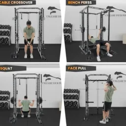 MERXENG Power Cage Multi-Functional Rack with LAT Pulldown Black