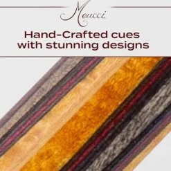 Meucci Pool Cue – SW Bar Box 1, Smoke Stained Forearm, Curly Maple Points, High Impact Cue Tips, Irish Linen Wrap – 19 Oz Professional Billiard Stick