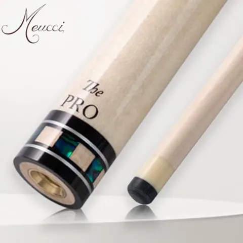 Meucci Pool Cues – Merry Widow Blue & Gray Maple Cue Stick with Paua Shell Squares Design, Irish Linen Wrap – Smoke Stain, Blue/Black Lacquered Linen