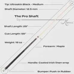 Meucci Pool Cues – Merry Widow Blue & Gray Maple Cue Stick with Paua Shell Squares Design, Irish Linen Wrap – Smoke Stain, Blue/Black Lacquered Linen