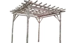 MGP Bark on Teak Log Wood Pergola 10′ x 10′ x 8′ H