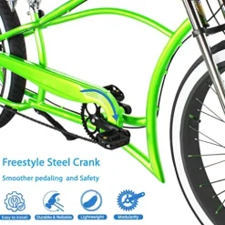 MICARGI Boston GT7 Fat Tire Beach Cruiser Bike 7-Speed Dual Suspension Green