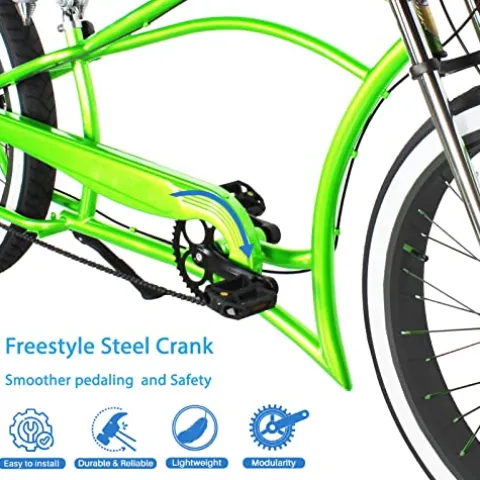 MICARGI Boston GT7 Fat Tire Beach Cruiser Bike 7-Speed Dual Suspension Green