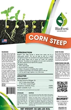 MicrobeBio Corn Steep Liquor Powder Fertilizer 100% Organic NPK 7-8-8 55-lb Bag