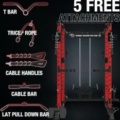 Mikolo Power Cage with LAT PullDown, Cable Crossover & Pulley System Red