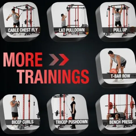 Mikolo Power Cage with LAT PullDown, Cable Crossover & Pulley System Red