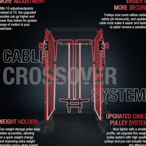 Mikolo Power Cage with LAT PullDown, Cable Crossover & Pulley System Red