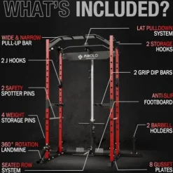 Mikolo Power Cage with LAT Pulldown Red