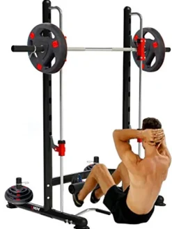 MiM USA Compact Smith Machine and Squat Rack Pro Black and Red