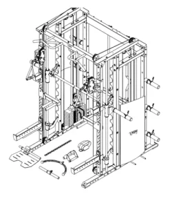 MiM USA Hercules Pro Commercial Smith Machine Functional Trainer Power Rack Black