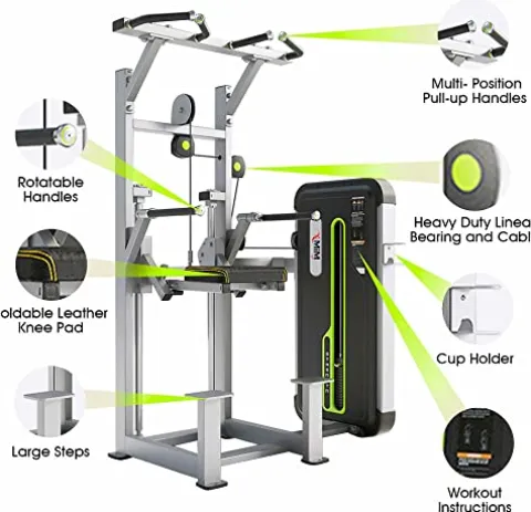 MiM USA Professional Weight Assisted Chin and Dip Machine Pearl