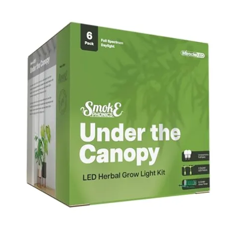 Miracle LED Smokephonics Indoor Grow Light Kit – Full Spectrum 150W Replacement Bulbs & 2-Socket Fixture with Timer (6-Pack)