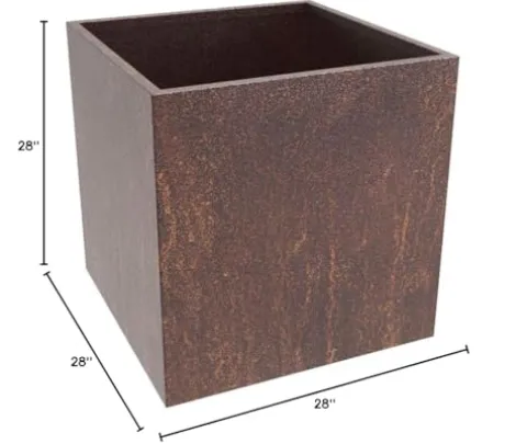 MK Designs Corten Steel Cube Outdoor Planter X-Large 28″ L x 28″ W x 28″ H