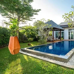 MK Designs Corten Steel Geo Outdoor Planters Black 33″ W x 33″ D x 51″ H