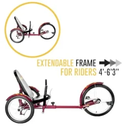 MOBO Triton Pro Adult Tricycle Recumbent Trike Cranberry