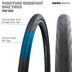 MOMODESIGN Hybrid Bike Shimano 21 Speeds with Disc Brake, 700C Anti-Puncture Wheels Gray