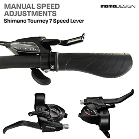 MOMODESIGN Hybrid Bike Shimano 21 Speeds with Disc Brake, 700C Anti-Puncture Wheels Gray