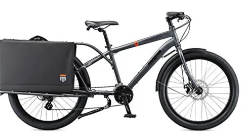 Mongoose Envoy Cargo Bike Grey 26-Inch Wheels 8-Speed Shimano Drivetrain