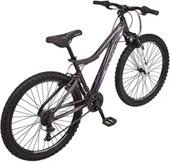 Mongoose Flatrock Womens Hardtail Mountain Bike 26-Inch Wheels 21 Speed Twist Shifters 16-Inch Lightweight Aluminum Frame Purple