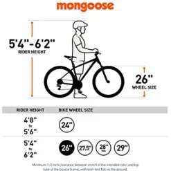 Mongoose Flatrock Womens Hardtail Mountain Bike 26-Inch Wheels 21 Speed Twist Shifters 16-Inch Lightweight Aluminum Frame Purple