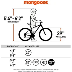 Mongoose Impasse Full Suspension Mountain Bike 18-Inch Aluminum Frame 29-Inch Wheels Silver