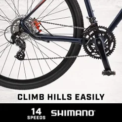 Mongoose Men’s Elroy Adventure Bike 700C Wheel Navy Blue