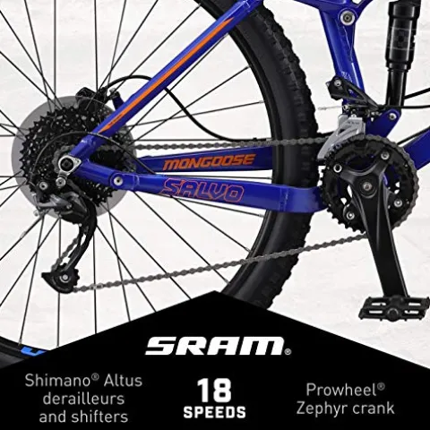 Mongoose Salvo Sport Adult Mountain Bike 29-inch Blue