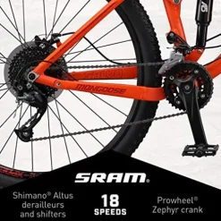 Mongoose Salvo Trail Adult Mountain Bike 29-inch 18-Speed Aluminum Frame Disc Brakes Orange