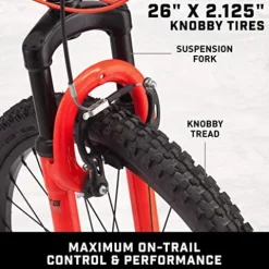 Mongoose Status 2.2 Mountain Bike 26-Inch Wheels 21-Speed Shifters Aluminum Frame Front Suspension Black/Red