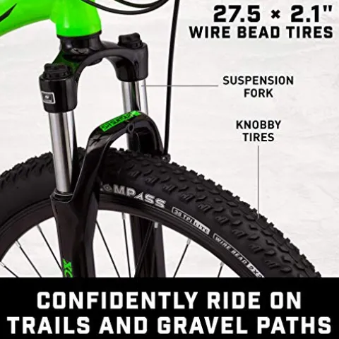 Mongoose Switchback Trail Hardtail Mountain Bike 21-Speed 27.5-Inch Neon Green