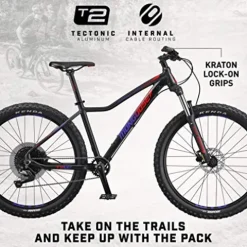 Mongoose Tyax Comp Adult Mountain Bike 27.5-Inch Wheels Tectonic T2 Aluminum Frame Hydraulic Disc Brakes Womens Medium Frame Black