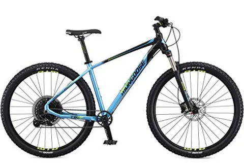 Mongoose Tyax Expert Adult Mountain Bike 29-Inch Wheels T2 Aluminum Frame Hydraulic Disc Brakes Black/Blue