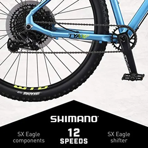 Mongoose Tyax Expert Mountain Bike 29-Inch Wheels Tectonic T2 Aluminum Frame Hydraulic Disc Brakes Mens Large Black/Blue