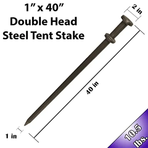 Moose Supply Double Head Heavy Duty Steel Tent Stakes 40 Inch 50-Pack