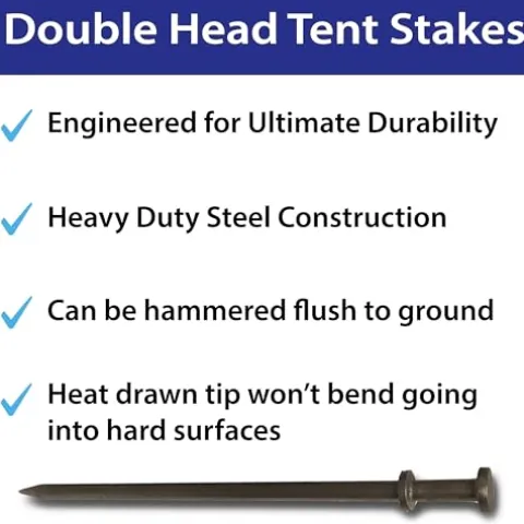 Moose Supply Double Head Heavy Duty Steel Tent Stakes 3/4 x 36 Inch 100-Pack
