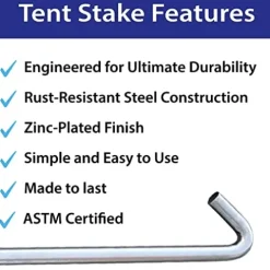 Moose Supply Inflatable Bounce House Anchoring Trio – 5 Gallon Waterbags & Steel Hook Stakes Blue, Steel