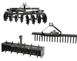 MotoAlliance Impact Implements CAT-0 3 Piece Agricultural Kit – Landscape Rake, Box Scraper, Disc Plow Black