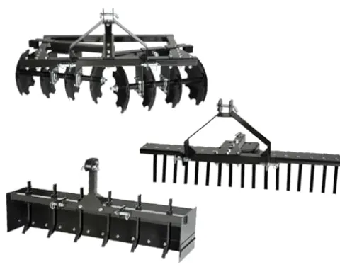 MotoAlliance Impact Implements CAT-0 3 Piece Agricultural Kit – Landscape Rake, Box Scraper, Disc Plow Black