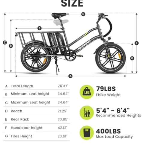 Mukkpet Dual Battery 1500W Electric Bike for Adults, 48V 30AH Removable Battery, 120 Miles, 28MPH, 20×3″ Fat Tires, Hydraulic Suspension, Large Basket, Grey