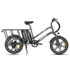Mukkpet Dual Battery 1500W Electric Bike for Adults, 48V 30AH Removable Battery, 120 Miles, 28MPH, 20×3″ Fat Tires, Hydraulic Suspension, Large Basket, Grey
