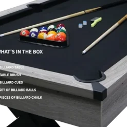 MWrouqfur 84” Billiard Table Rustic Grey Black Cloth