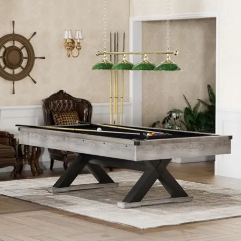 MWrouqfur 84” Billiard Table Rustic Grey Black Cloth
