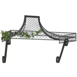 MY SWANKY HOME Luxe Metal Lattice Over Door Trellis Outdoor Garden Arbor Climbing Vine Black