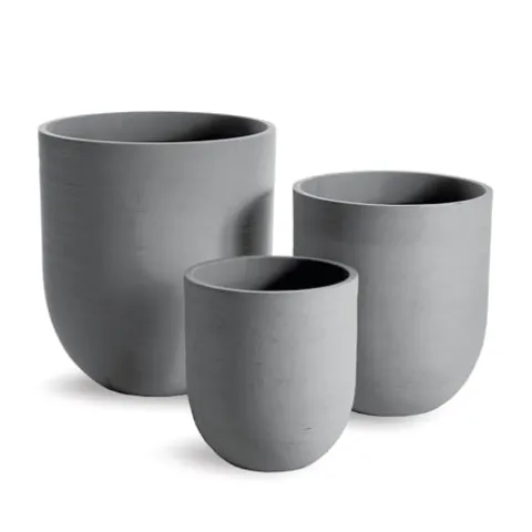NAPA Home & Garden FIBRESTONE Malibu Cylinder Pots Set of 3 Gray