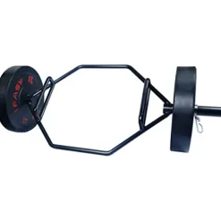 Napfox Olympic Hex Bar Trap Bar Deadlift Bar with 55LB Bumper Plates Black