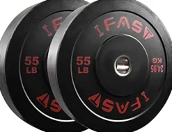 Napfox Olympic Hex Bar Trap Bar Deadlift Bar with 55LB Bumper Plates Black