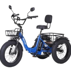 NARRAK Electric Tricycle 750W 48V Ebike Folding Fat Tire Step-through Blue